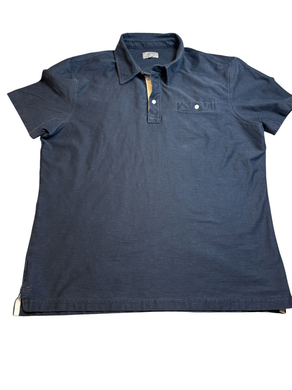 Jachs NY Men’s XL Blue Slub Knit Pocket Polo Shirt Casual Short Sleeve